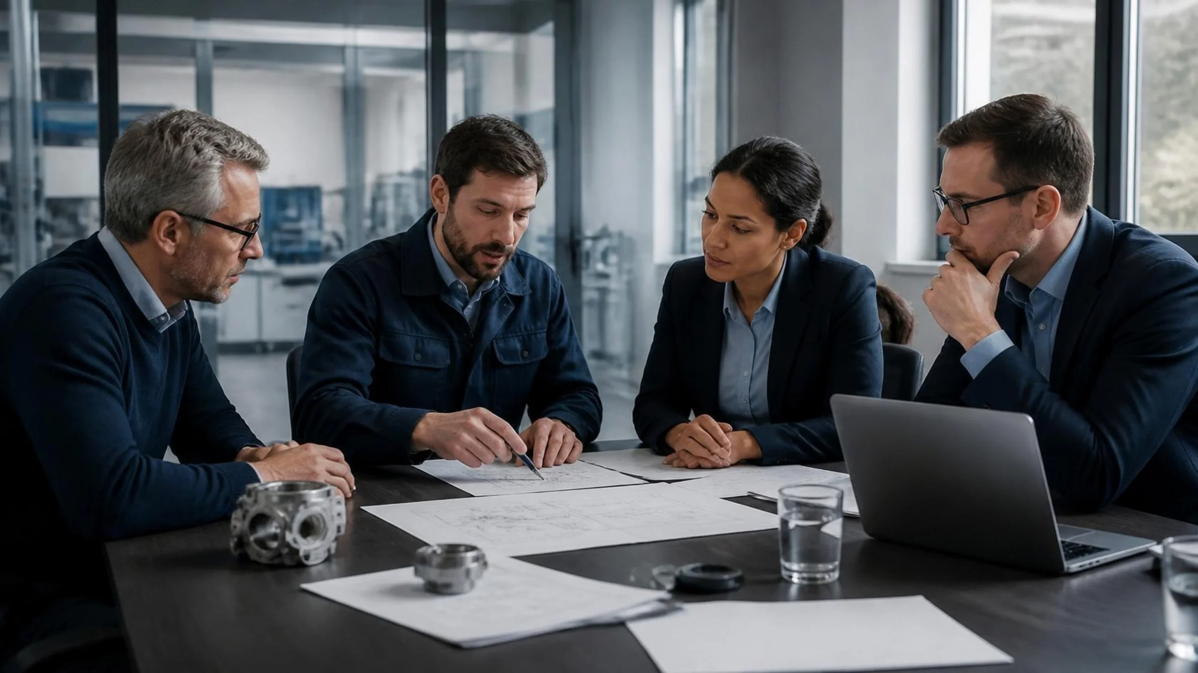 Buying Center bespricht technische Unterlagen
