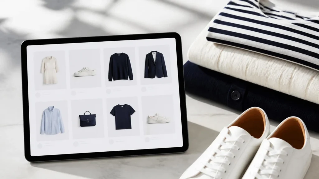 Kategorieübersicht eines Online-Shops auf dem Tablet
