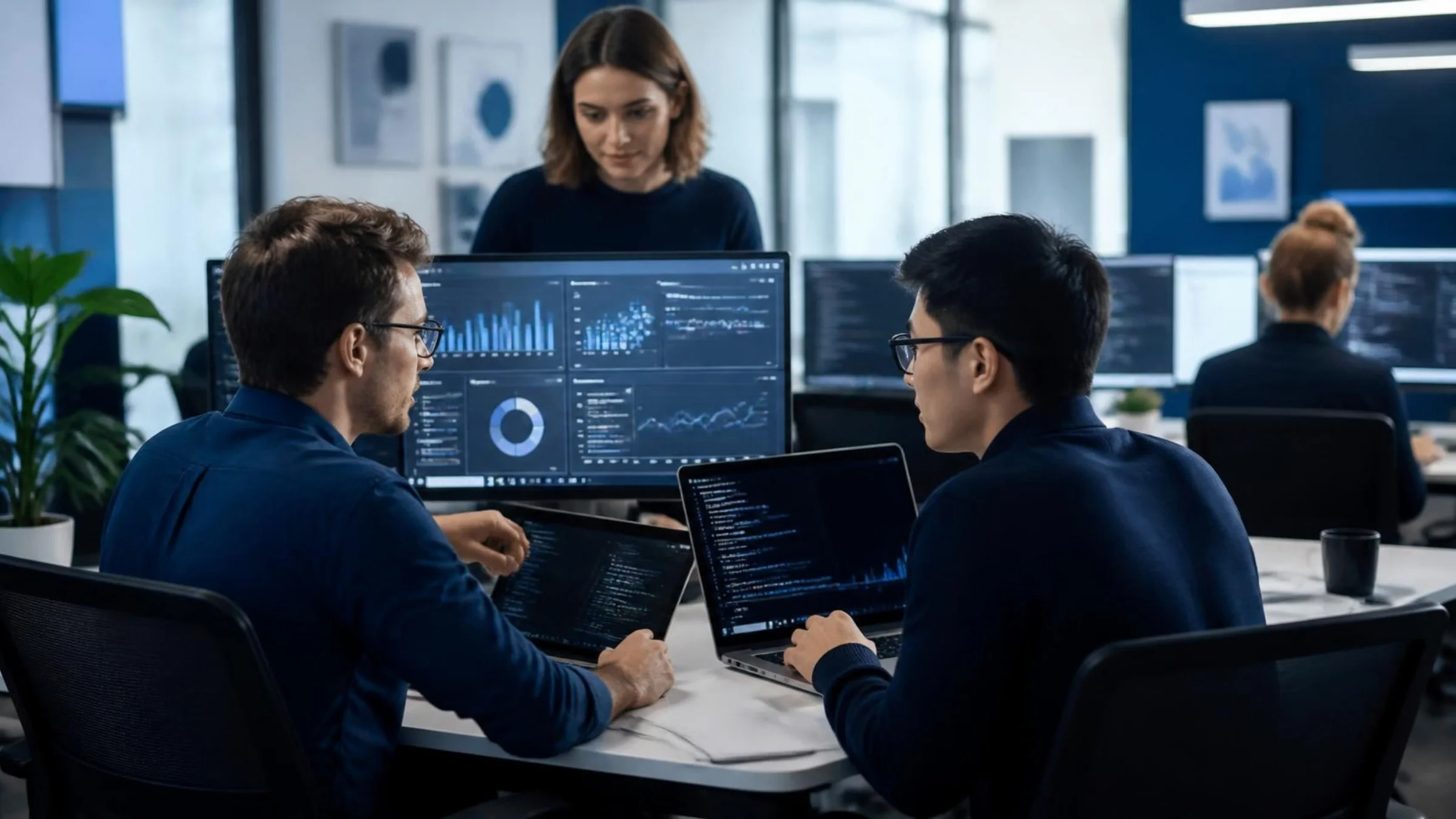 Softwareteam arbeitet an Dashboards