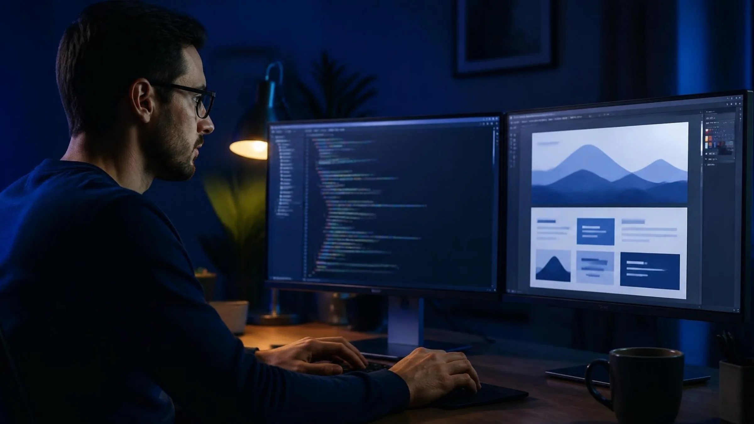 Webentwickler arbeitet an einer WordPress-Website
